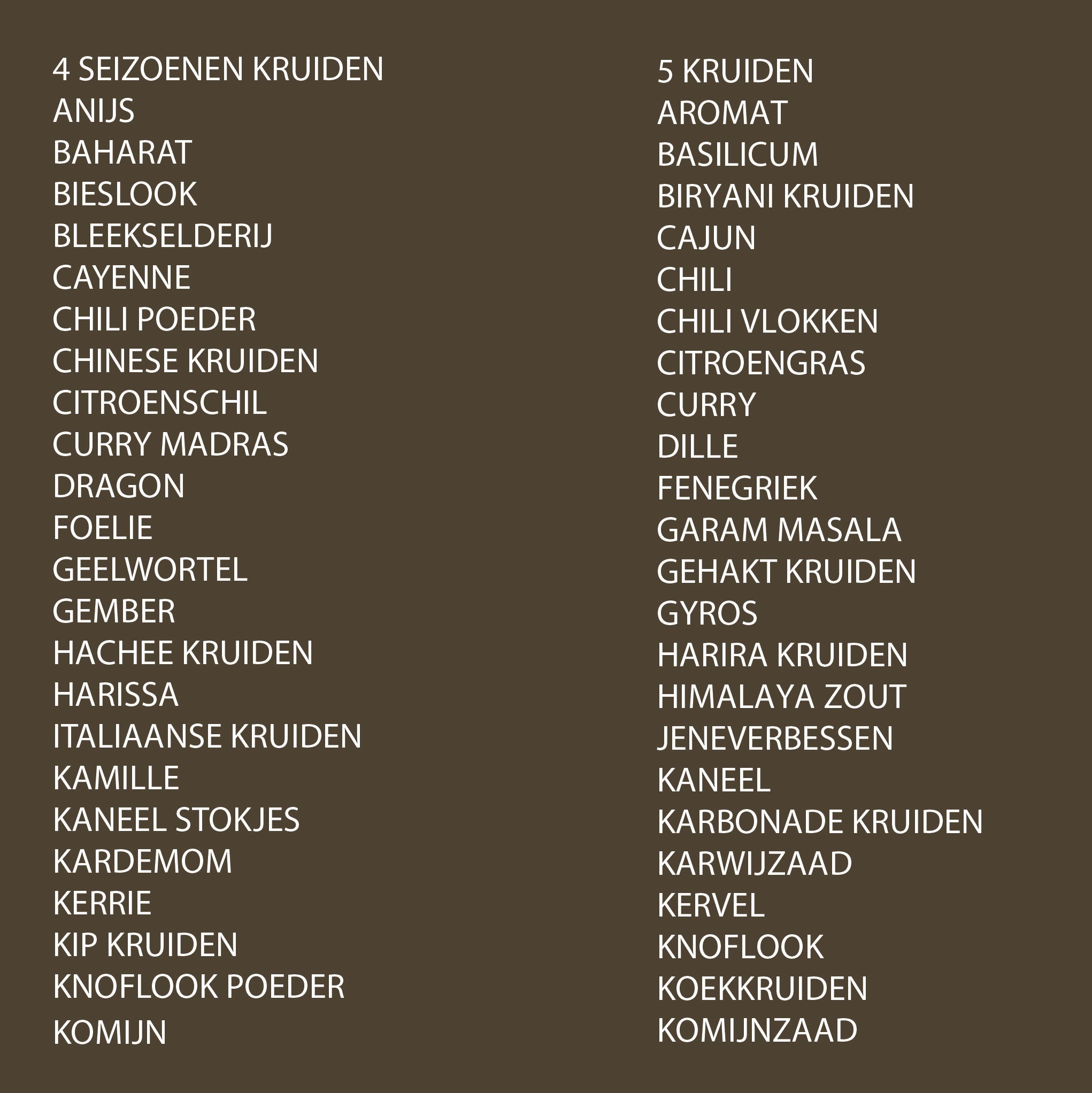 Tekst labels kruidensoorten