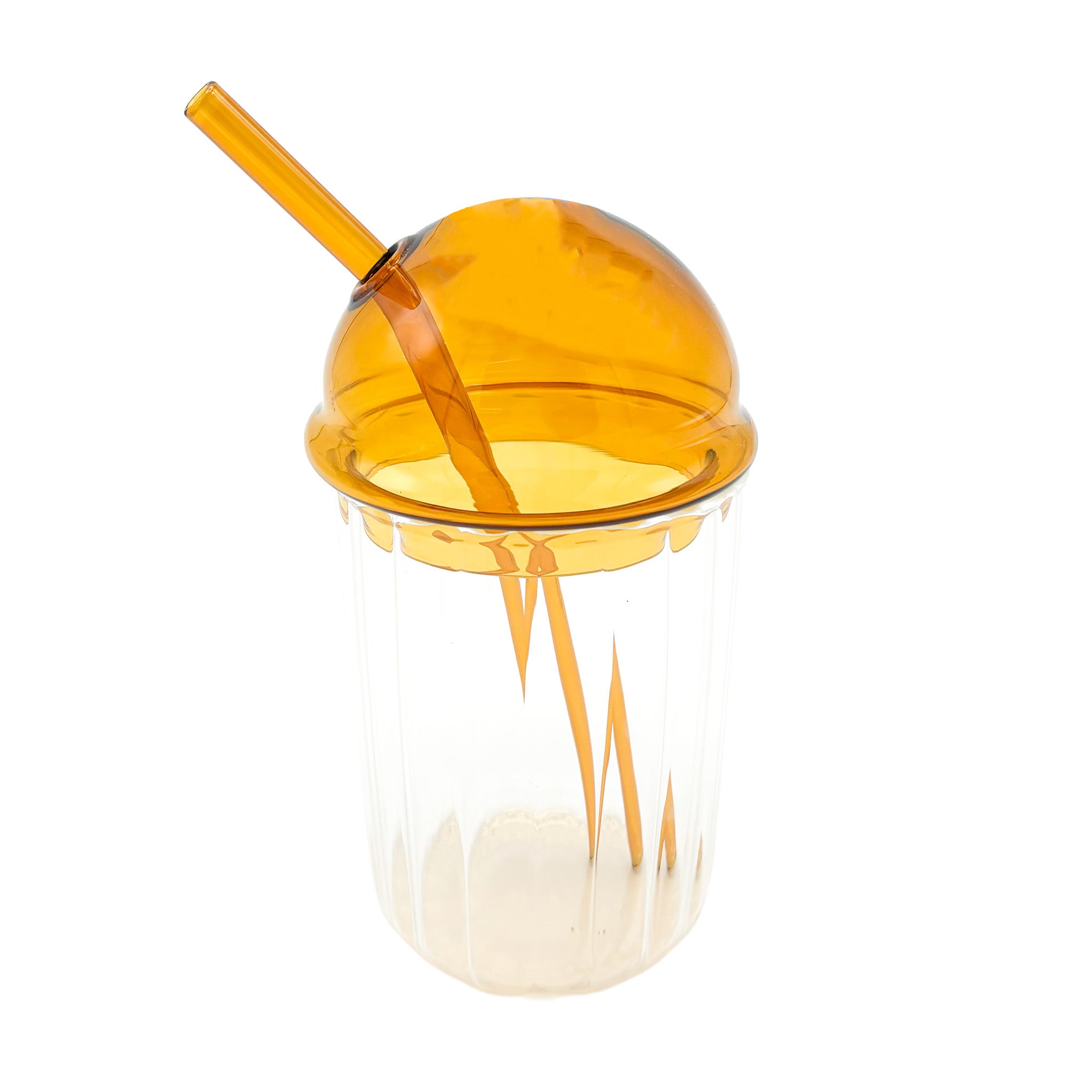 Drinkglas bruin met rietje