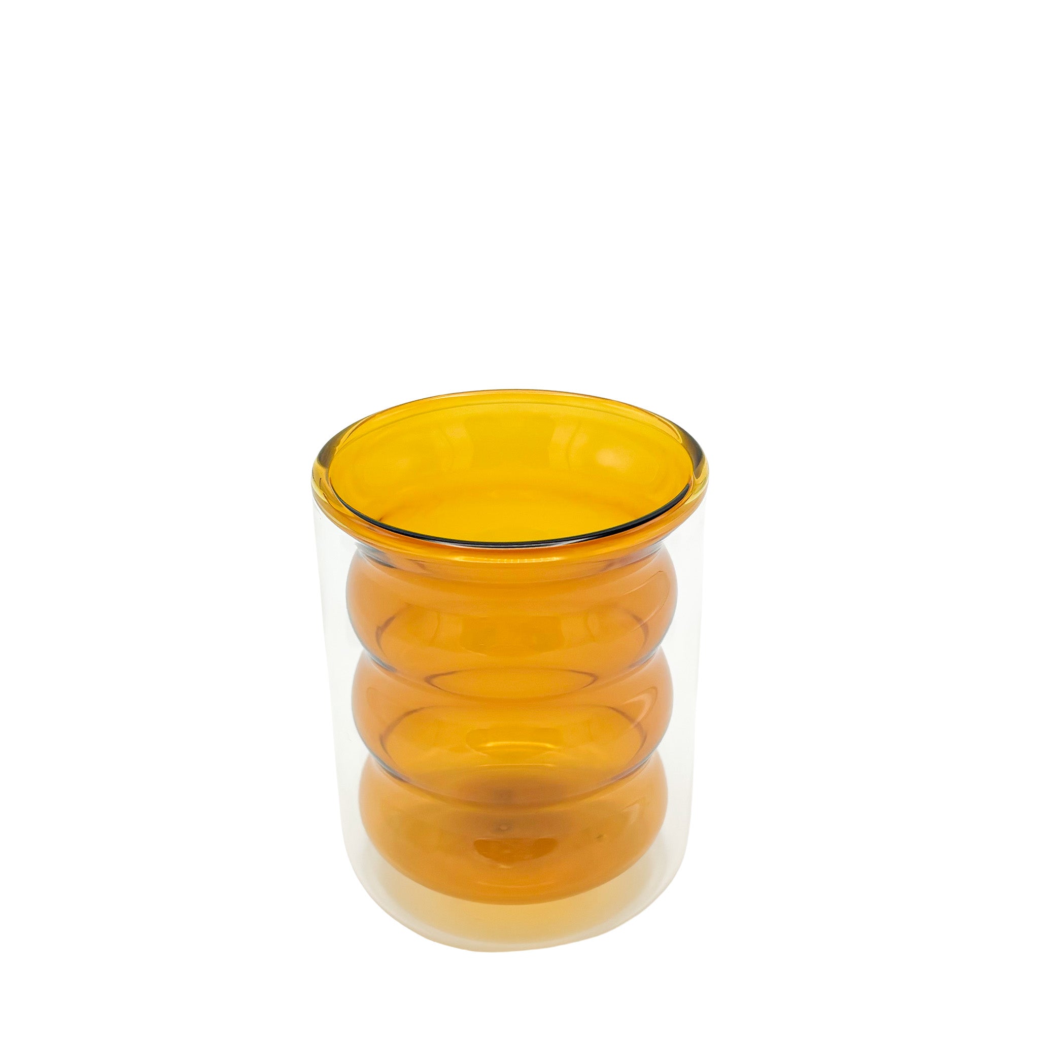 Dubbelwandig bruin glas met wave design