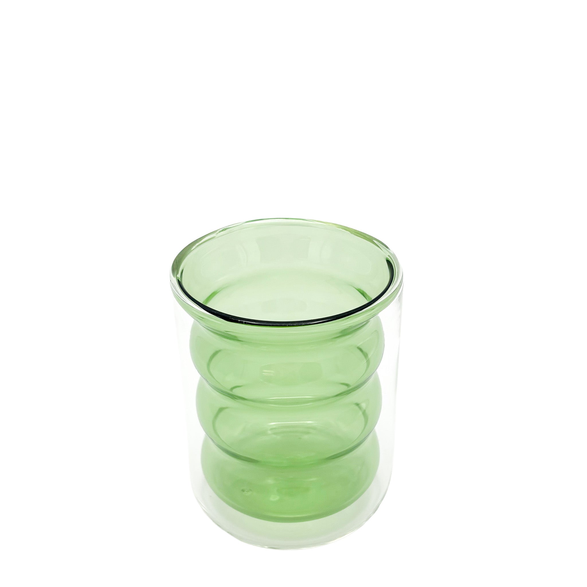 Dubbelwandig groen glas met  wave design