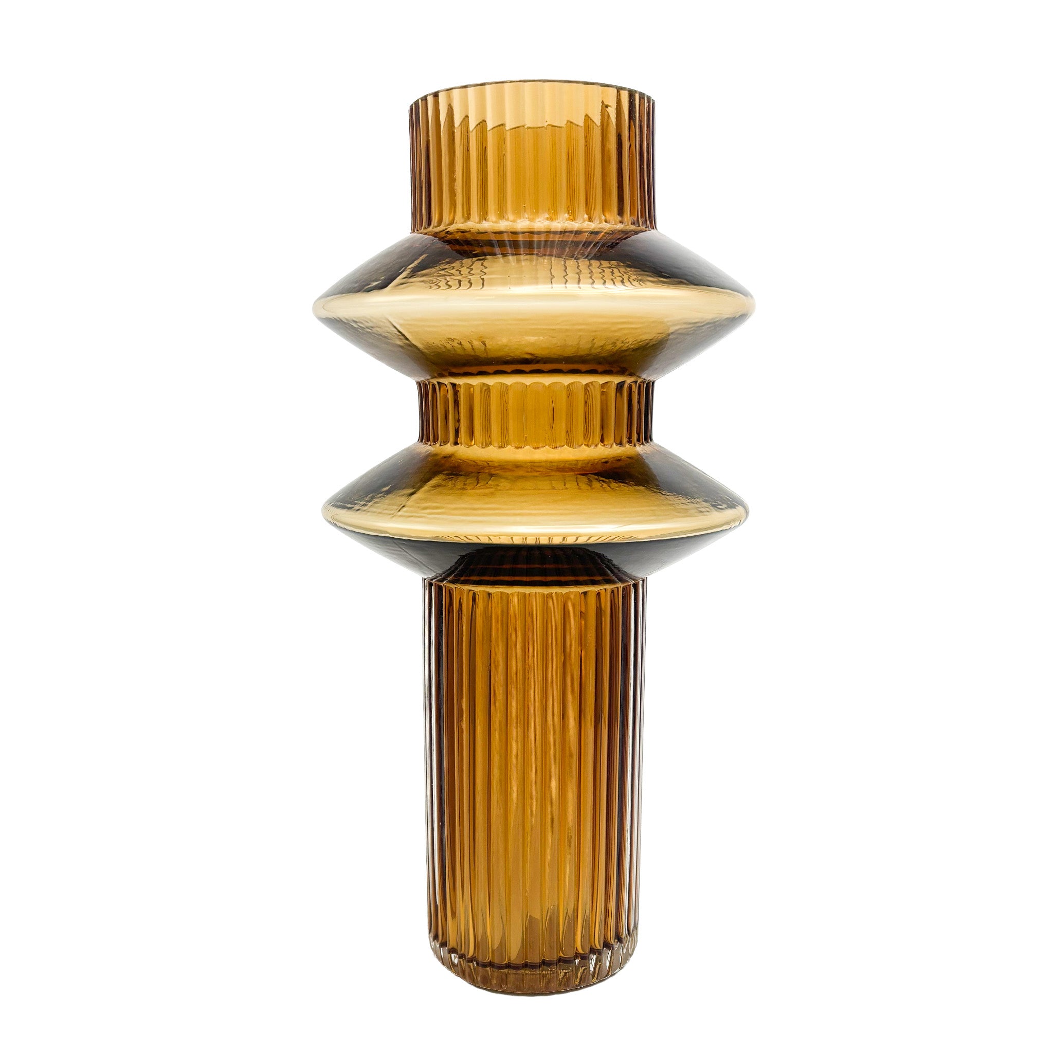 Bruine vaas met twee rondingen